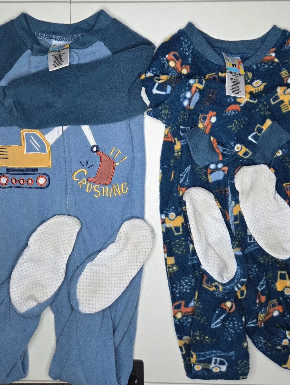 Sleep On It Toddler Boys 3T Footie Pajamas 2-Pack Excavator Construction Crew